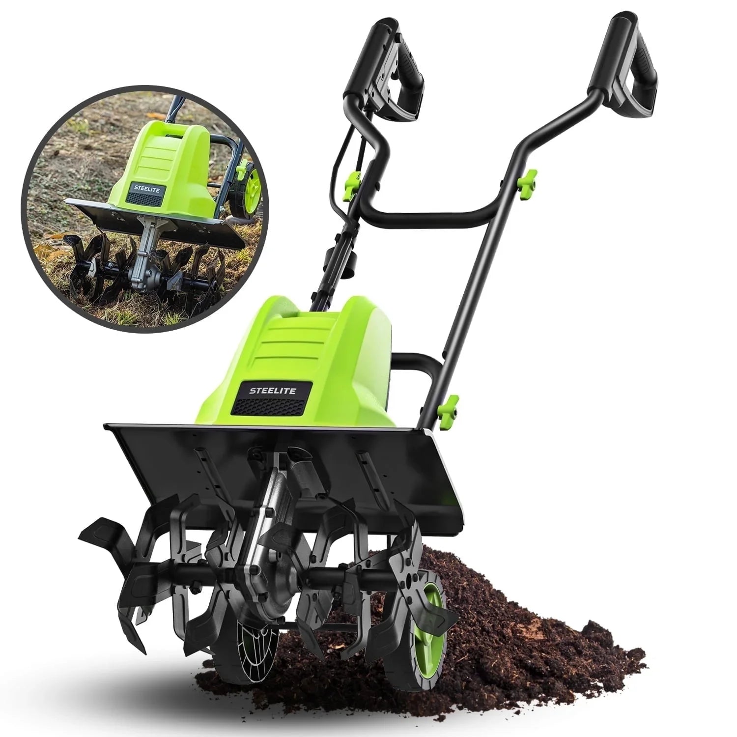 Steelite 18 Inch Corded Electric Tiller,15-Amp Electric Tiller and Cultivator for Gardening