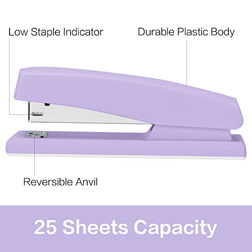 Deli Stapler, Desktop Stapler, Office Stapler, 20 Sheet Capacity, Includes 1000 Staples and Staple Remover, Purple