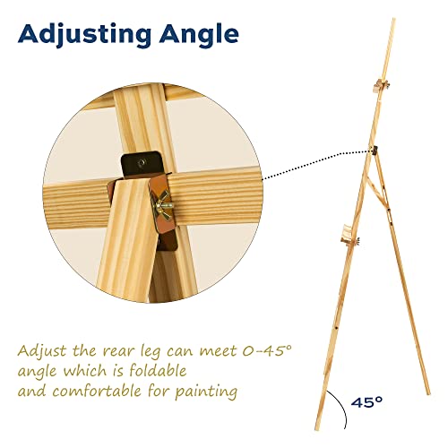 Finenolo Wooden Painting Easel, Adjustable Easel for Canvas Wedding Signs, Holds up to 48", Art Easel for Adults Beginners Students Artist