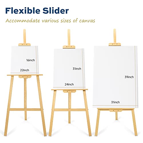 Finenolo Wooden Painting Easel, Adjustable Easel for Canvas Wedding Signs, Holds up to 48", Art Easel for Adults Beginners Students Artist