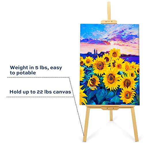 Finenolo Wooden Painting Easel, Adjustable Easel for Canvas Wedding Signs, Holds up to 48", Art Easel for Adults Beginners Students Artist