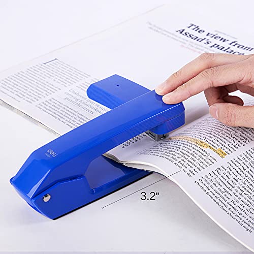 Deli Swing-Arm Swivel Stapler, 25 Sheet Capacity, 360 Degree Rotate Desktop Staplers for Booklet or Book Binding, Blue
