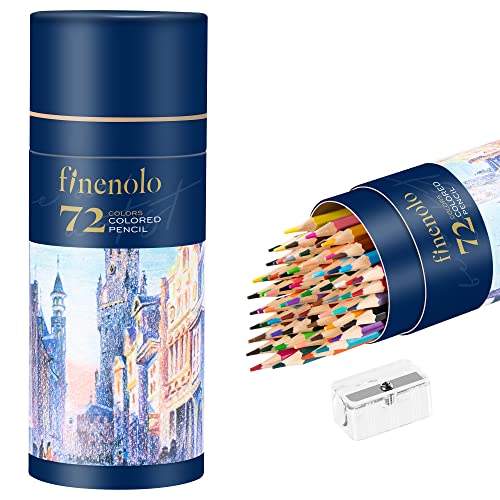 finenolo 72 Colored Pencils for Adult Coloring Books, Soft Core, Art Drawing Pencils for Artists Beginners, Coloring Pencils Set with Sharpener for Coloring, Sketching, Painting