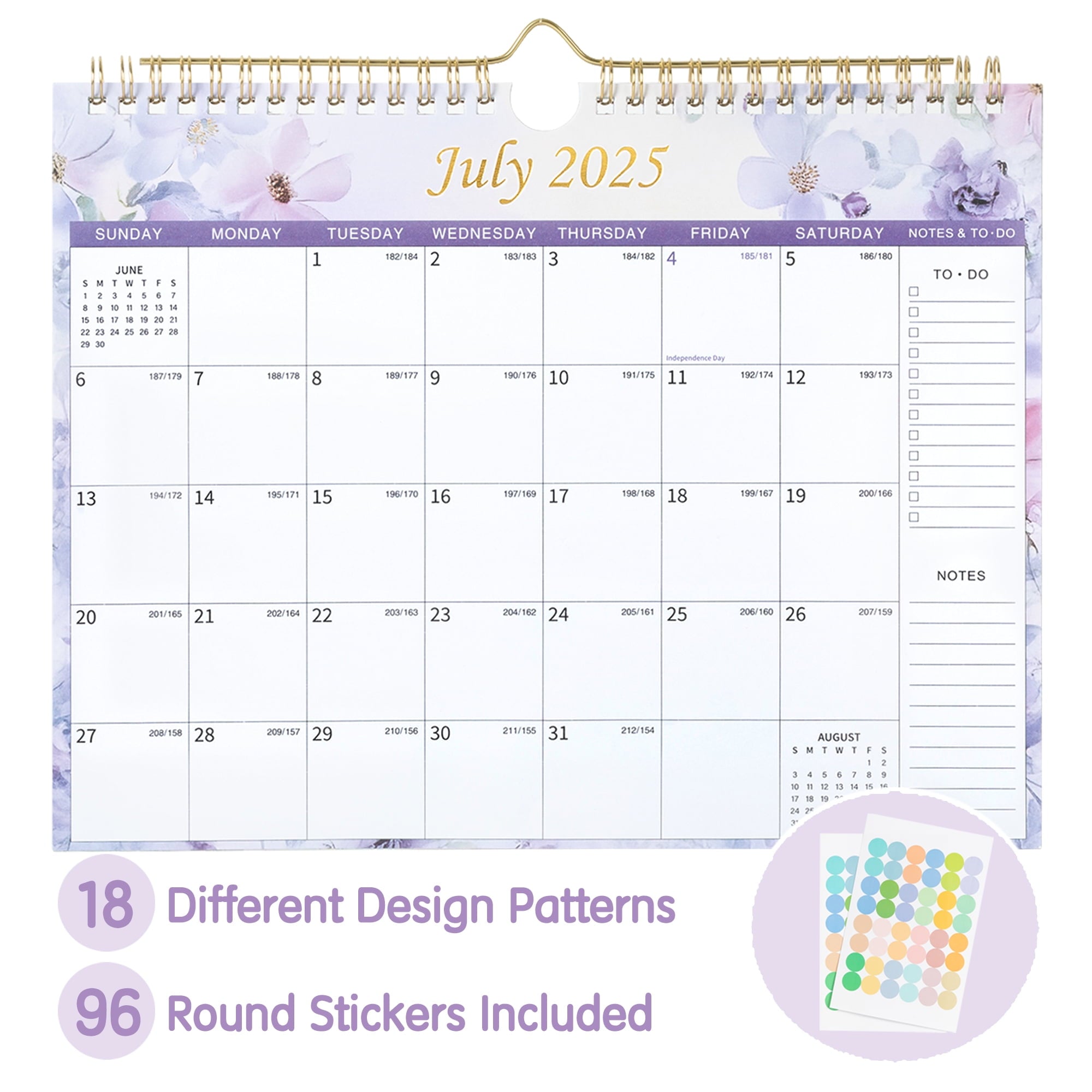 Deli 18 months Wall Calendar 2025-2026, 11" x 8.5", Thick Paper with Julian Dates and Block, Monthly planner for Office Home Planning & Organizing, Color Design