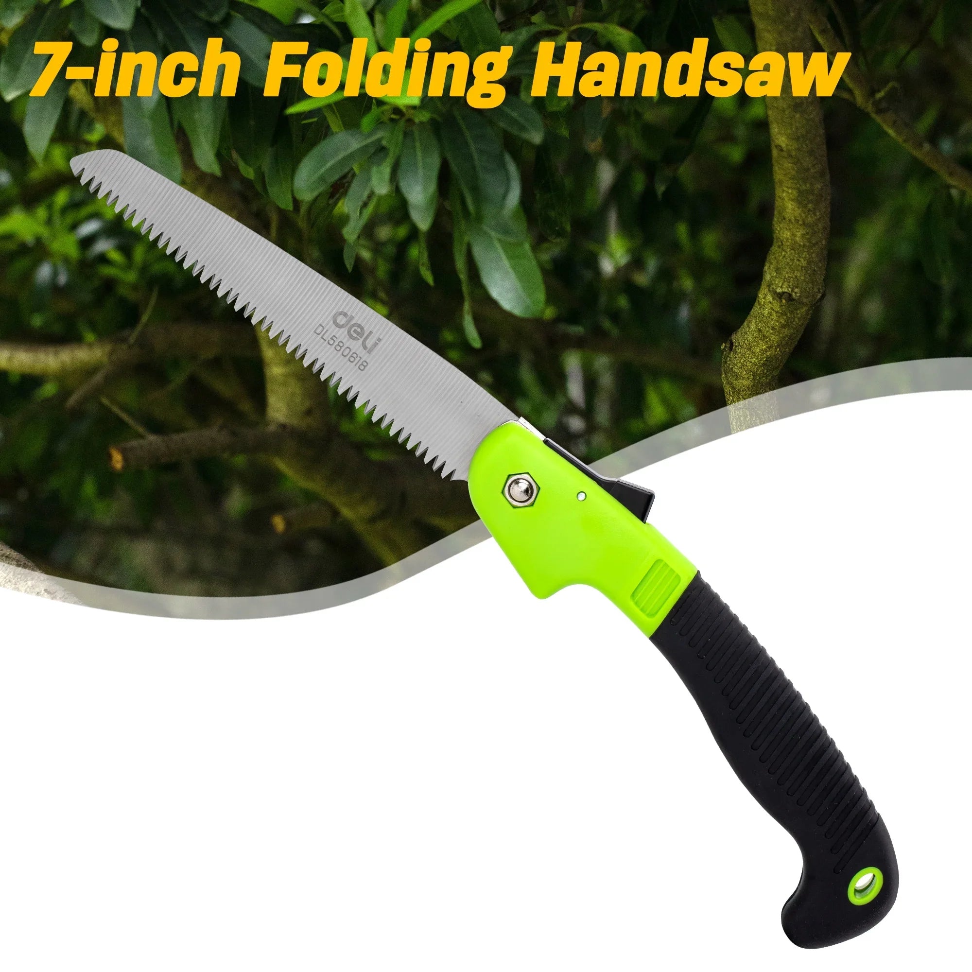 Deli 7-inch Stainless Steel Folding Handsaw,Portable Camping Jab Saw with Triple Cut Teeth for Trees Trimming,Branches Cutting, Gardening,Camping, Hunting