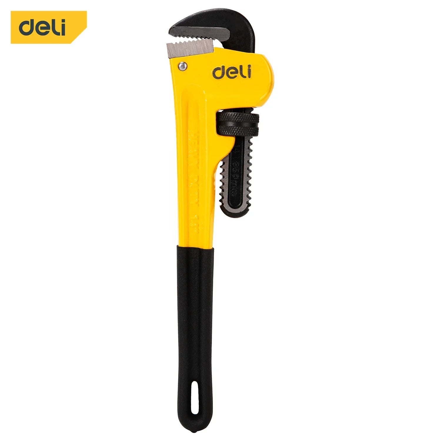 Deli 14-Inch Heavy Duty Straight Pipe Wrench with Soft Grip,Adjustable Plumbing Wrench Pliers Tool Jaw Max Capacity 1.9 inch