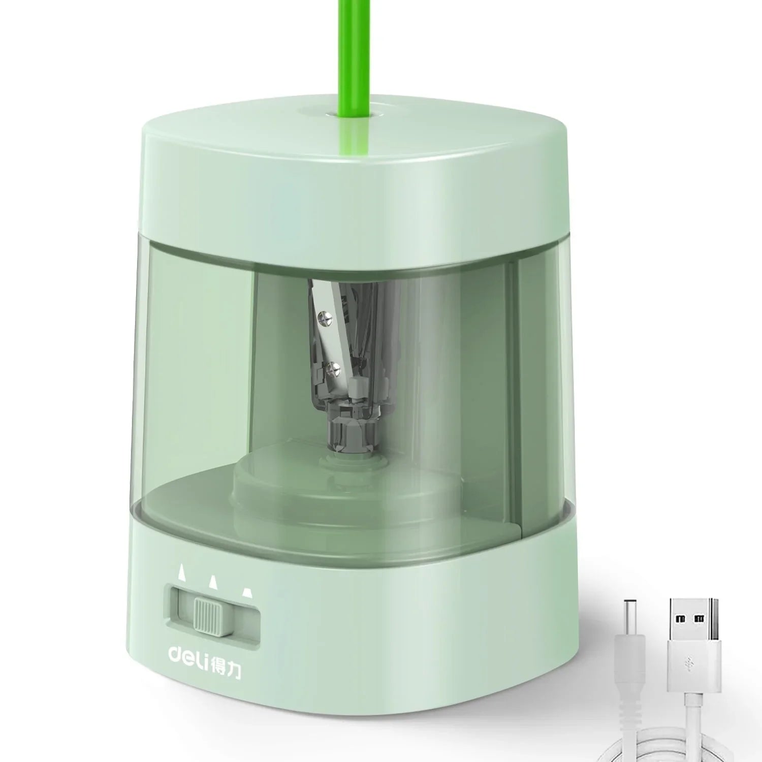 Deli Electric Pencil Sharpener,Suitable for No.2 Pencils Colored Pencils, USB & Battery Operated, Green