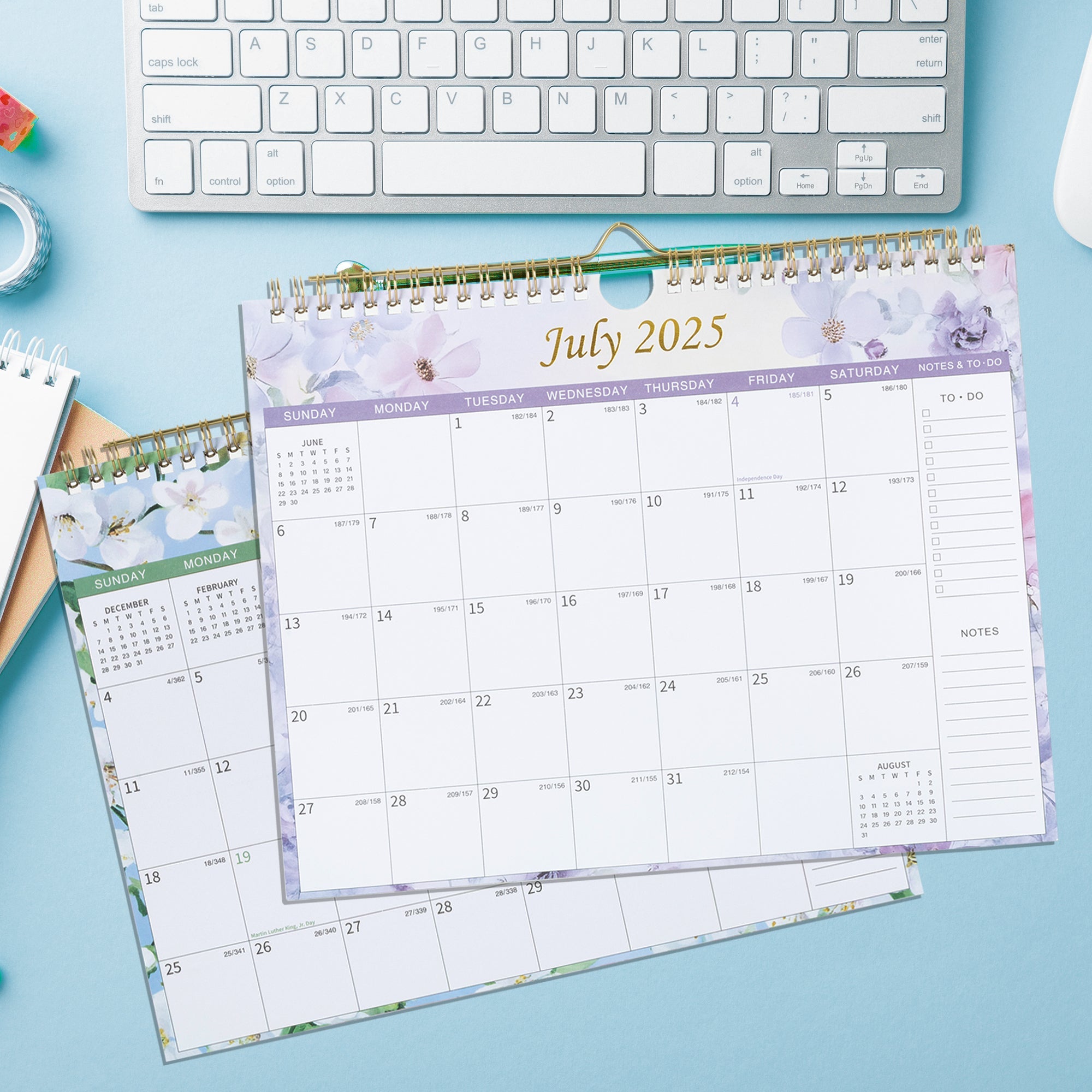 Deli 18 months Wall Calendar 2025-2026, 11" x 8.5", Thick Paper with Julian Dates and Block, Monthly planner for Office Home Planning & Organizing, Color Design