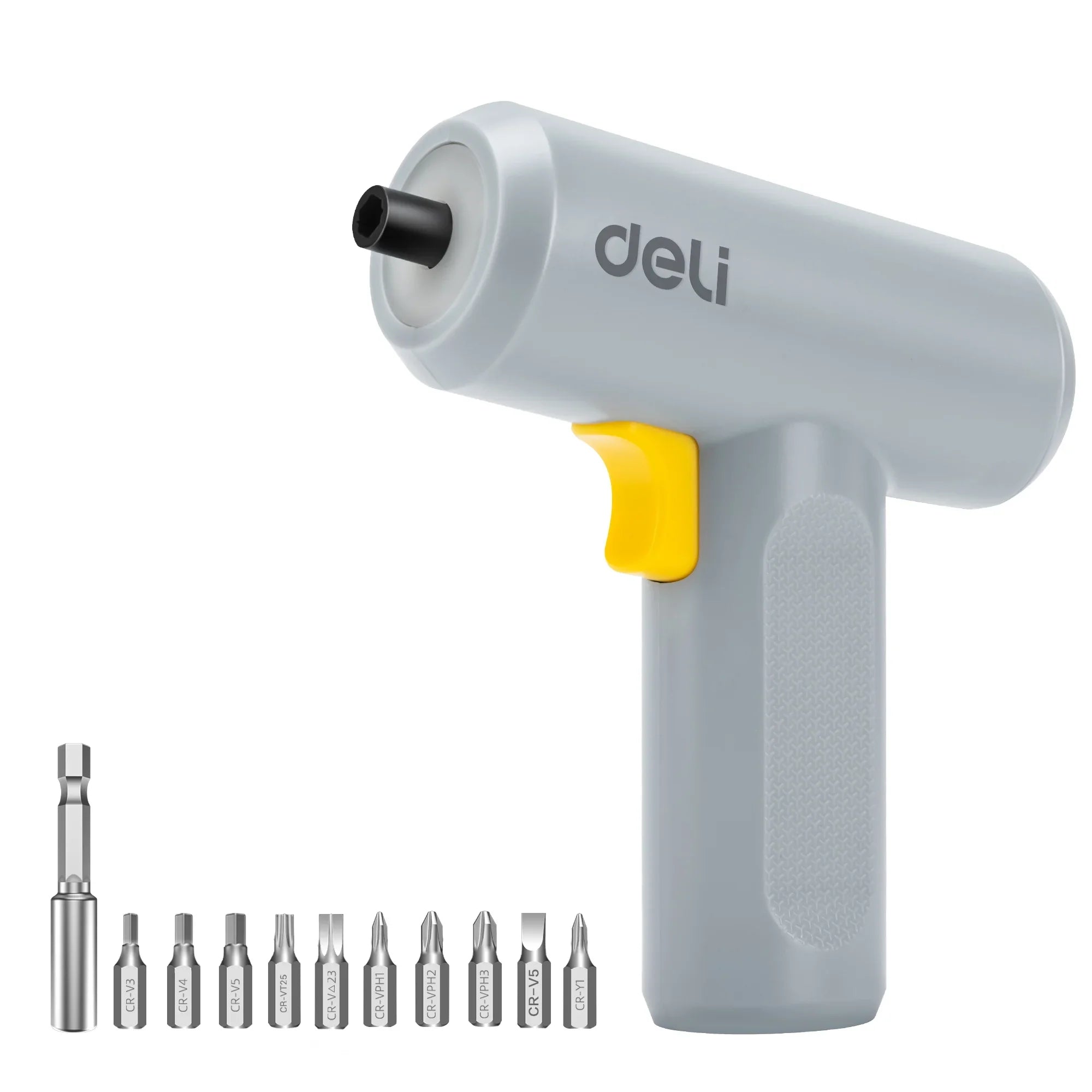 Deli Cordless Screwdriver 3.6V, 1500mAh Rechargable Battery, USB-C charging port. High 5-N.m Torque Cordless Portable Screwdriver with 10 pieces of S2 Steel Bits