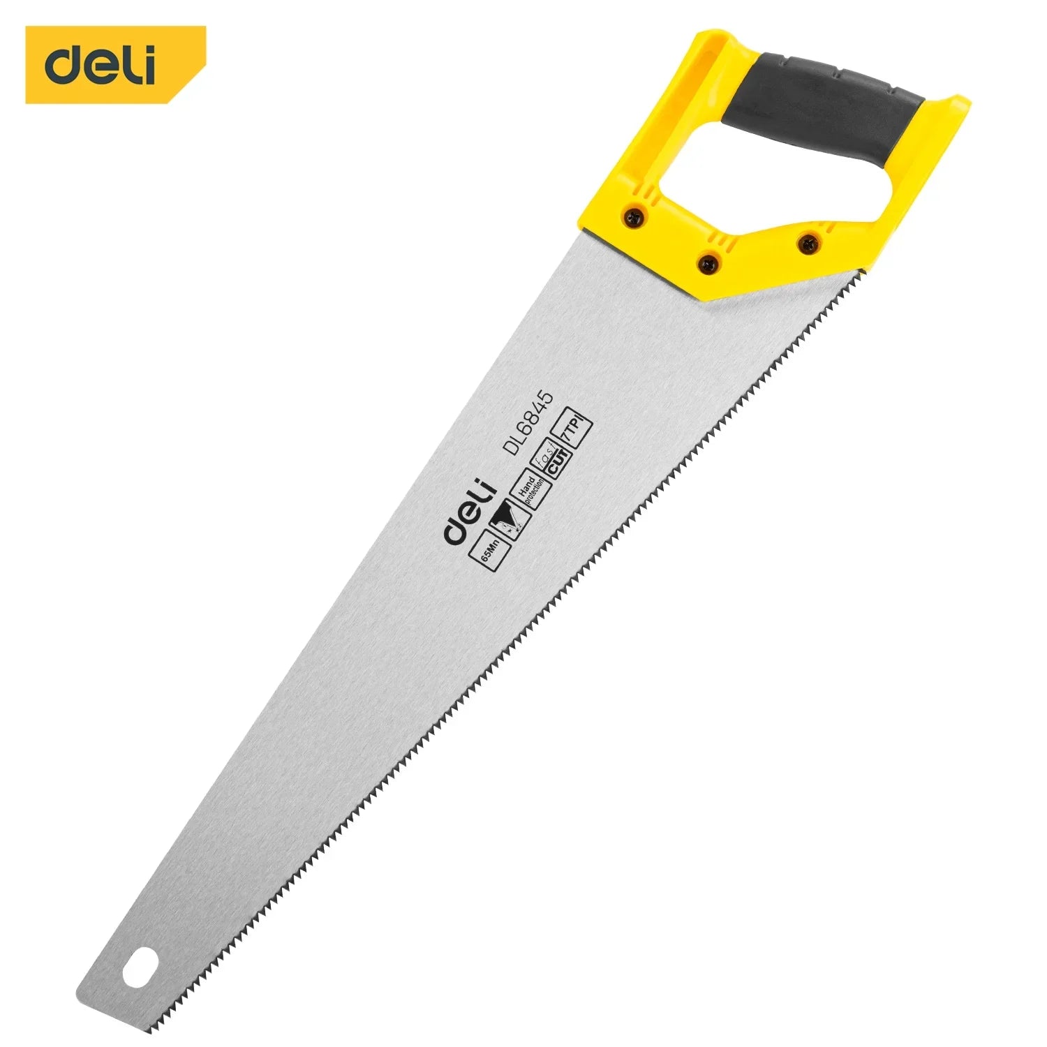 Deli 17-Inch Hand Saw,7 TPI Fine-Cut Soft-Grip Handsaw with Ergonomic Non-Slip Handle