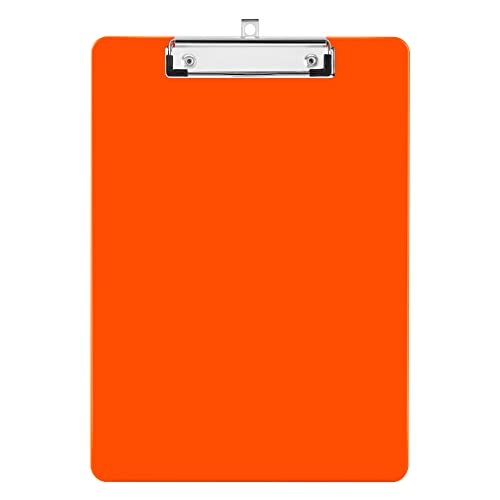 Deli Plastic Clipboard, Clipboards with Low Profile Clip, Standard A4 Letter Size Clipboard for Office, Nurses, Students, and Women, Size 12.4 ×9 Inch, Orange
