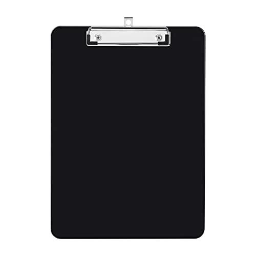 Deli Plastic Clipboard, Clipboards with Low Profile Clip, Standard A4 Letter Size Clipboard for Office, Nurses, Students, and Women, Size 12.4 ×9 Inch, Black