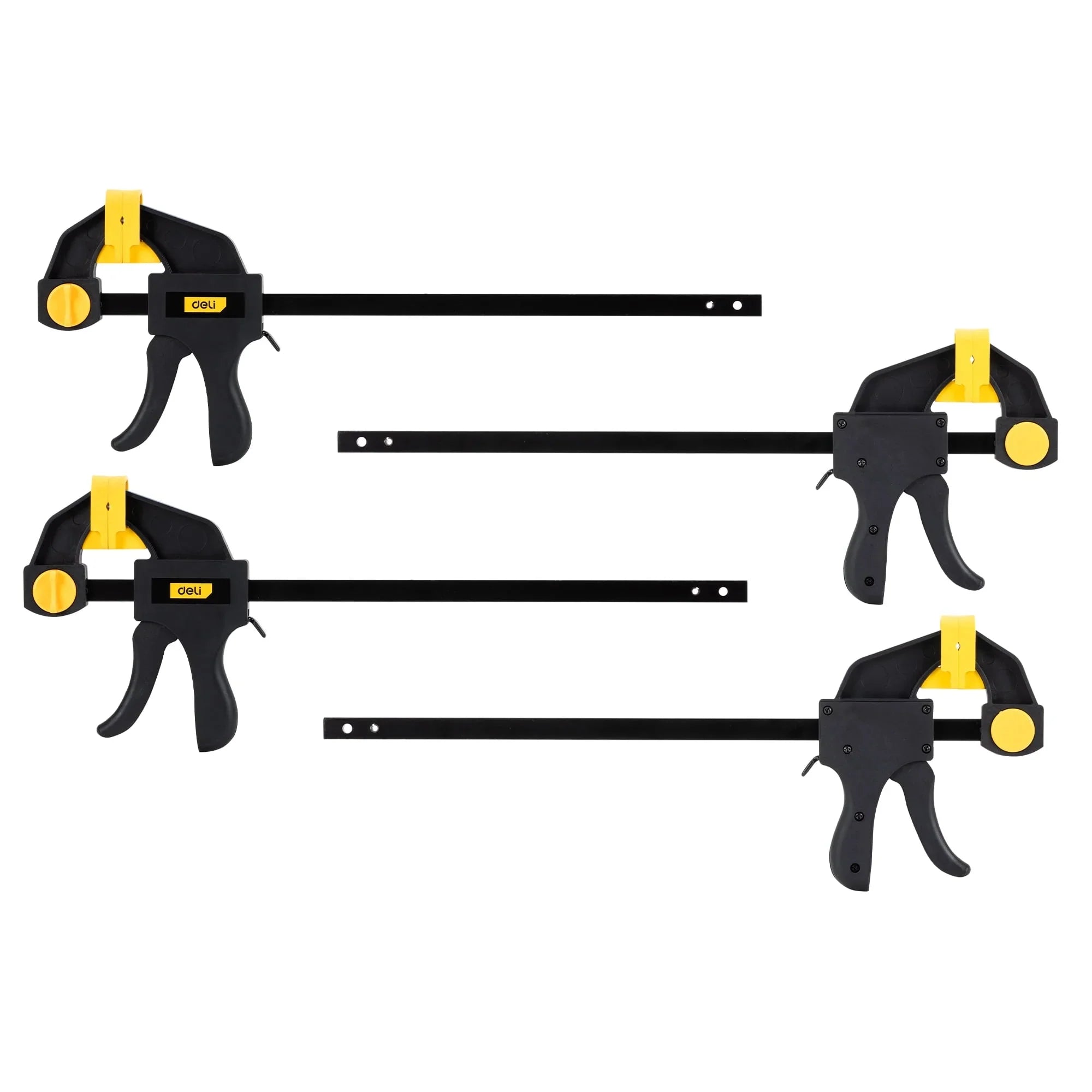 Deli 12-Inch Bar Clamps for Woodworking,Trigger Ratcheting Bar Clamp and Spreader ,Quick F Grip Clamps,One-Handed, 4 Pack