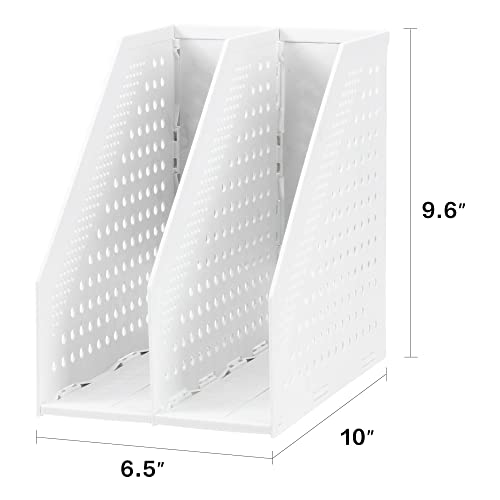 Deli Collapsible Magazine File Holder, Desk Organizer Document Folder for Office Organization and Storage, 2 Vertical Compartments, Gray