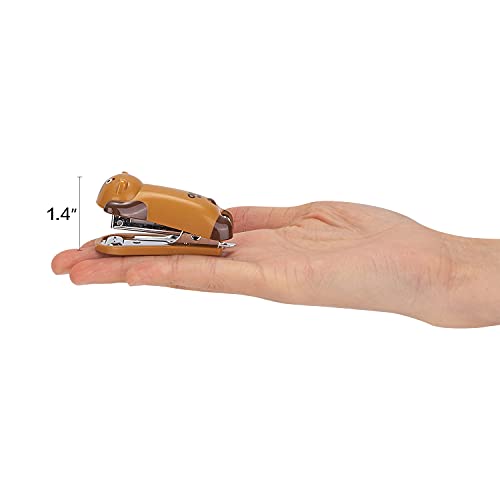 Deli Mini Cute Bear Desktop Stapler, Office Stapler, 12 Sheet Capacity, Includes Built-in Staple Remover & 1000PCS No.10 Staples