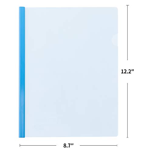 Deli 10 Pack Sliding Bar Clear Report Covers, Transparent Resume Presentation File Folders Organizer Binder for A4 Size Paper, Blue