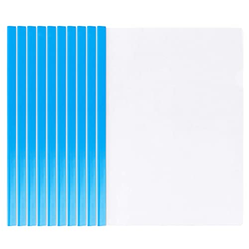 Deli 10 Pack Sliding Bar Clear Report Covers, Transparent Resume Presentation File Folders Organizer Binder for A4 Size Paper, Blue