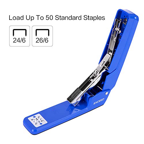 Deli Swing-Arm Swivel Stapler, 25 Sheet Capacity, 360 Degree Rotate Desktop Staplers for Booklet or Book Binding, Blue
