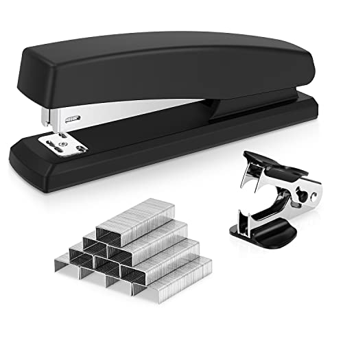 Deli Stapler, Desktop Stapler, Office Stapler, 25 Sheet Capacity, Includes 1000 Staples and Staple Remover, Black