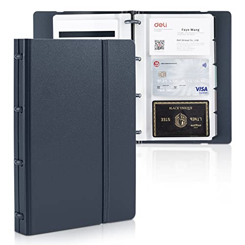 deli Business Card Book Holder, Business Card Organizer, Name Card Book Holder, Portable Office Business Card Holder, Hold 180 Cards, Blue