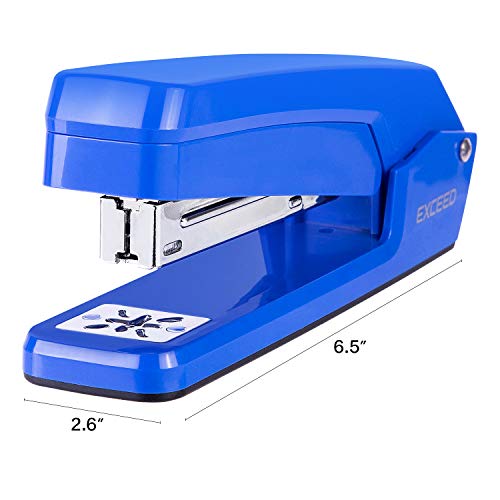 Deli Swing-Arm Swivel Stapler, 25 Sheet Capacity, 360 Degree Rotate Desktop Staplers for Booklet or Book Binding, Blue