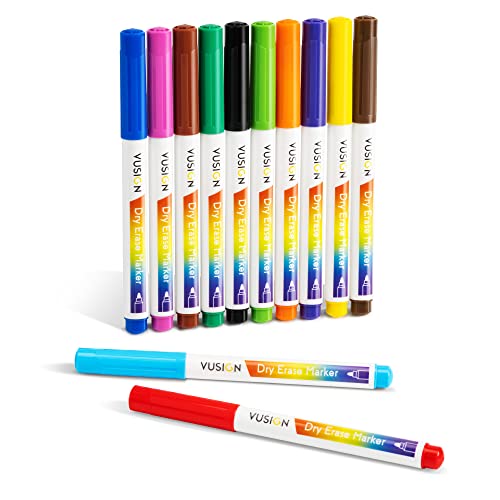 VUSIGN Dry Erase Markers, 12 Pack White Board Markers Dry Erase, Whiteboard Markers for Kids, Fine Tip, Low Odor, Assorted Colors
