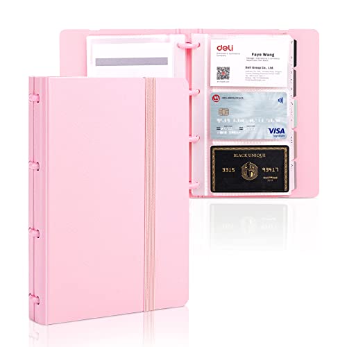 deli Business Card Holder, Credit Card Holder, Rolodex, Business Card Holder Organizer for Women, Hold 180 Cards, Pink