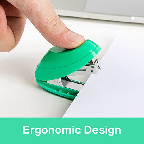 Deli Mini Stapler, 15 Sheet Capacity, Includes Built-in Staple Remover & 1000pcs NO.10 Staples, Green