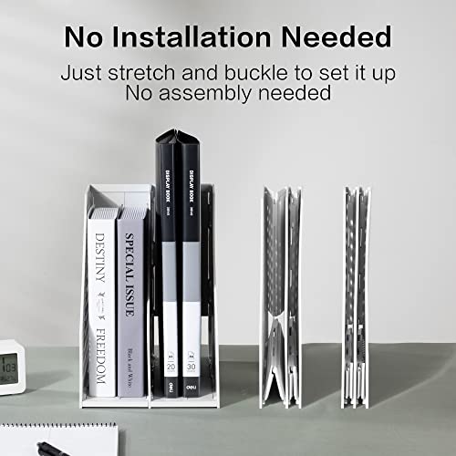 Deli Collapsible Magazine File Holder, Desk Organizer Document Folder for Office Organization and Storage, 2 Vertical Compartments, Gray