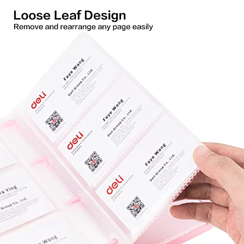 deli Business Card Holder, Credit Card Holder, Rolodex, Business Card Holder Organizer for Women, Hold 180 Cards, Pink