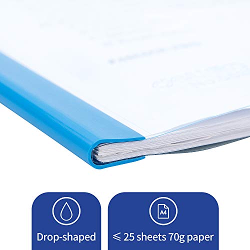 Deli 10 Pack Sliding Bar Clear Report Covers, Transparent Resume Presentation File Folders Organizer Binder for A4 Size Paper, Blue