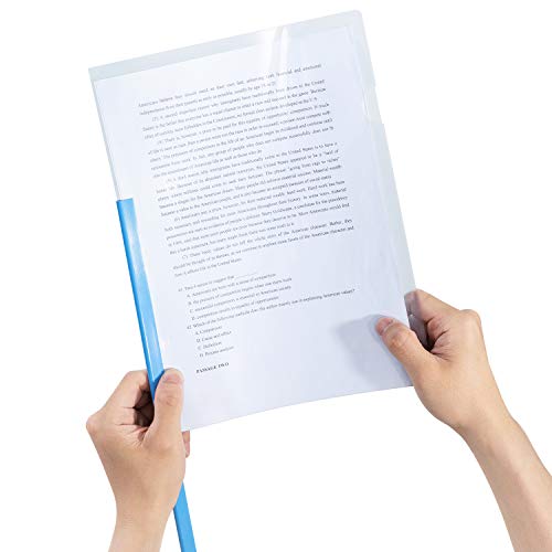Deli 10 Pack Sliding Bar Clear Report Covers, Transparent Resume Presentation File Folders Organizer Binder for A4 Size Paper, Blue