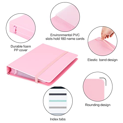 deli Business Card Holder, Credit Card Holder, Rolodex, Business Card Holder Organizer for Women, Hold 180 Cards, Pink