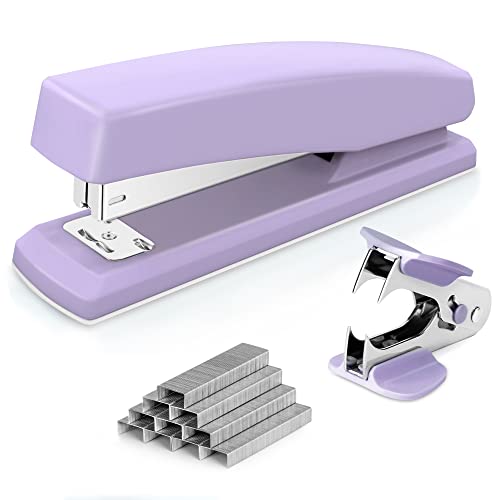 Deli Stapler, Desktop Stapler, Office Stapler, 20 Sheet Capacity, Includes 1000 Staples and Staple Remover, Purple