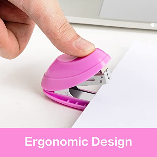 Deli Mini Stapler, 15 Sheet Capacity, Includes Built-in Staple Remover & 1000pcs NO.10 Staples, Assorted Colors, 3 Pack