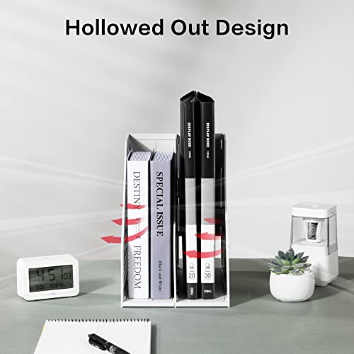 Deli Collapsible Magazine File Holder, Desk Organizer Document Folder for Office Organization and Storage, 2 Vertical Compartments, Gray