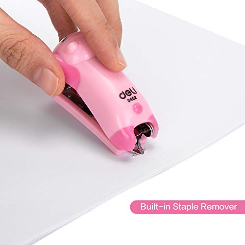 Deli Mini Cute Piggy Desktop Stapler, Office Stapler, 12 Sheet Capacity, Includes Built-in Staple Remover & 1000PCS No.10 Staples
