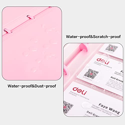 deli Business Card Holder, Credit Card Holder, Rolodex, Business Card Holder Organizer for Women, Hold 180 Cards, Pink