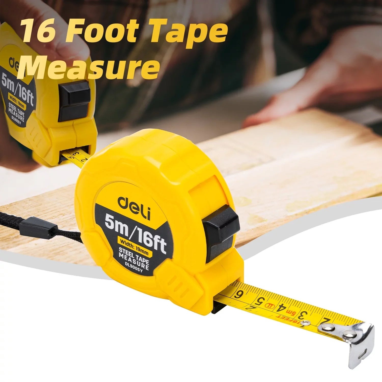 Deli Measuring Tape Measure 16 Ft, Metric, Imperial Measurement Tape, Retractable, Self-Lock