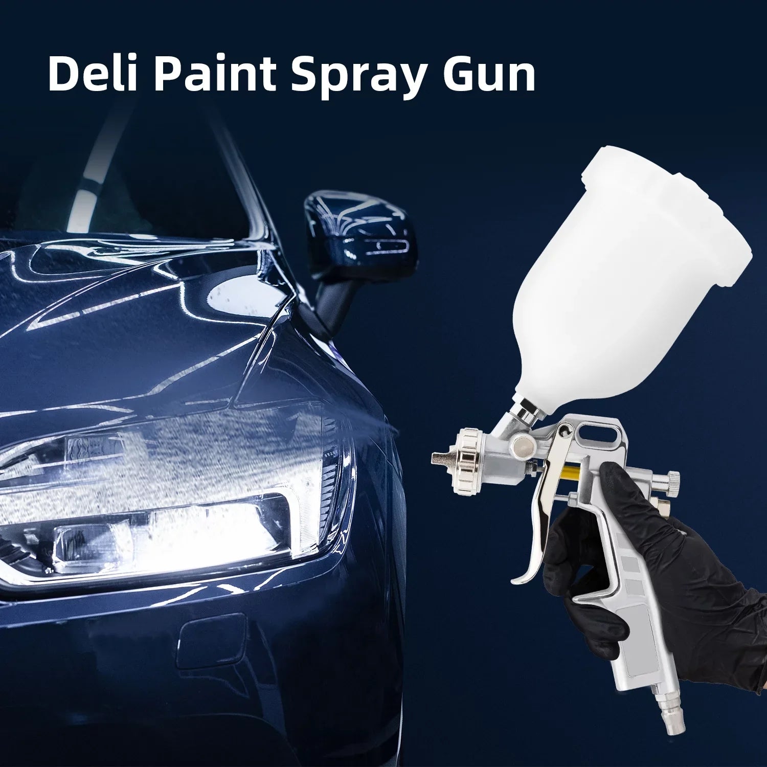 Deli Spray Gun Gravity Feed, 600CC Capacity, with 1.5mm Nozzle Professional Air Paint Sprayer Spray Guns for Painting Cars