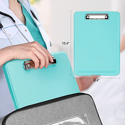 Deli Nursing Clipboard with Storage, Nurse Clipboard with 5 Quick Access Cheat Sheet for Nurses, Nursing Students, Doctor, Medical Professionals, Lake Blue