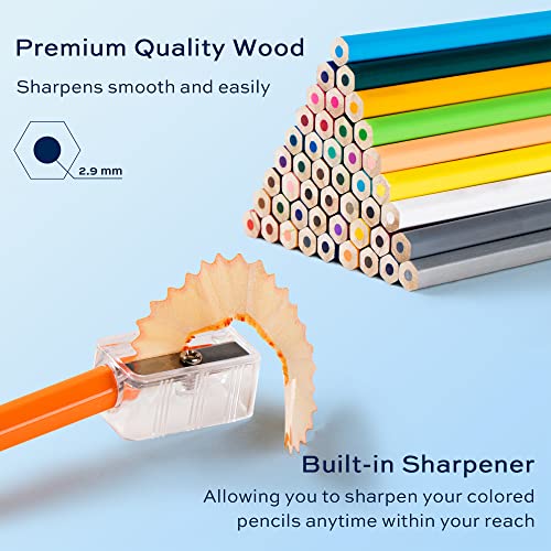 finenolo 48 Pack Colored Pencils for Adult Coloring Books, Soft Core, Art Drawing Pencils for Artists Kids Beginners, Coloring Pencils Set with Sharpener for Coloring, Sketching, Painting