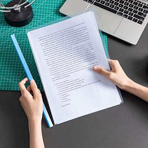 Deli 10 Pack Sliding Bar Clear Report Covers, Transparent Resume Presentation File Folders Organizer Binder for A4 Size Paper, Blue