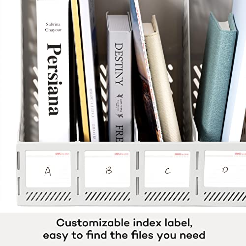 deli Magazine File Holder, Desk Organizer File Folder for Office Organization and Storage, Sturdy Plastic Binder Organizer, 4 Vertical Compartments, Gray