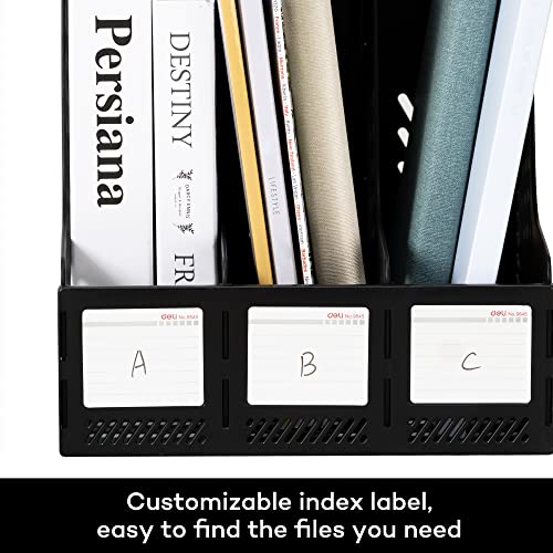 deli Magazine File Holder, Desk Organizer File Folder for Office Organization and Storage, Sturdy Plastic Binder Organizer, 3 Vertical Compartments, Black