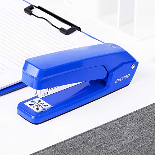 Deli Swing-Arm Swivel Stapler, 25 Sheet Capacity, 360 Degree Rotate Desktop Staplers for Booklet or Book Binding, Blue