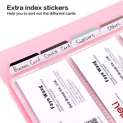 deli Business Card Holder, Credit Card Holder, Rolodex, Business Card Holder Organizer for Women, Hold 180 Cards, Pink