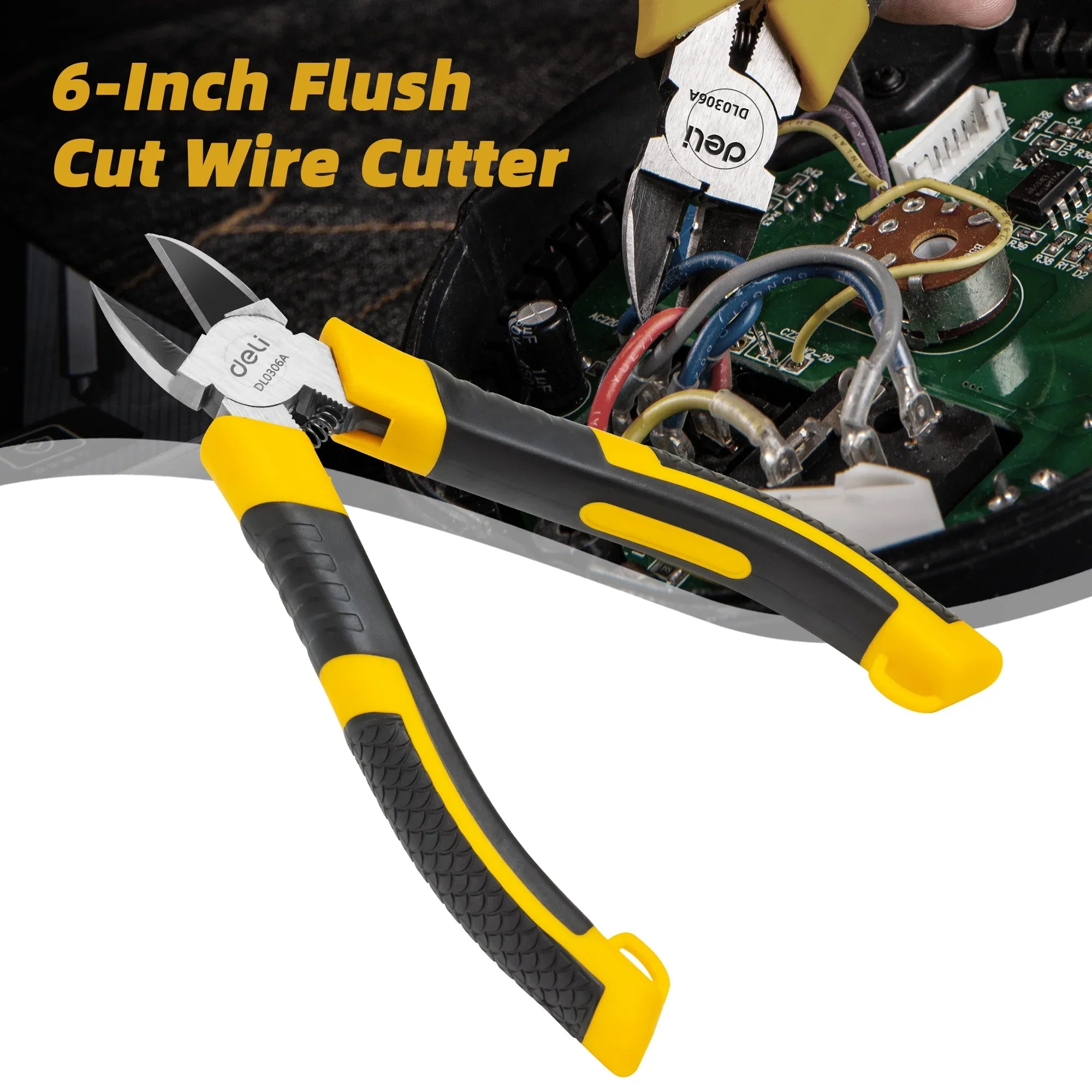 Deli 6-inch Heavy Duty Wire Cutters,Flush Cut Side Cutting Pliers with Ergonomic Grips, Ideal Wire Snips for Crafting, Floral, Electrical,Ultra Sharp & Powerful