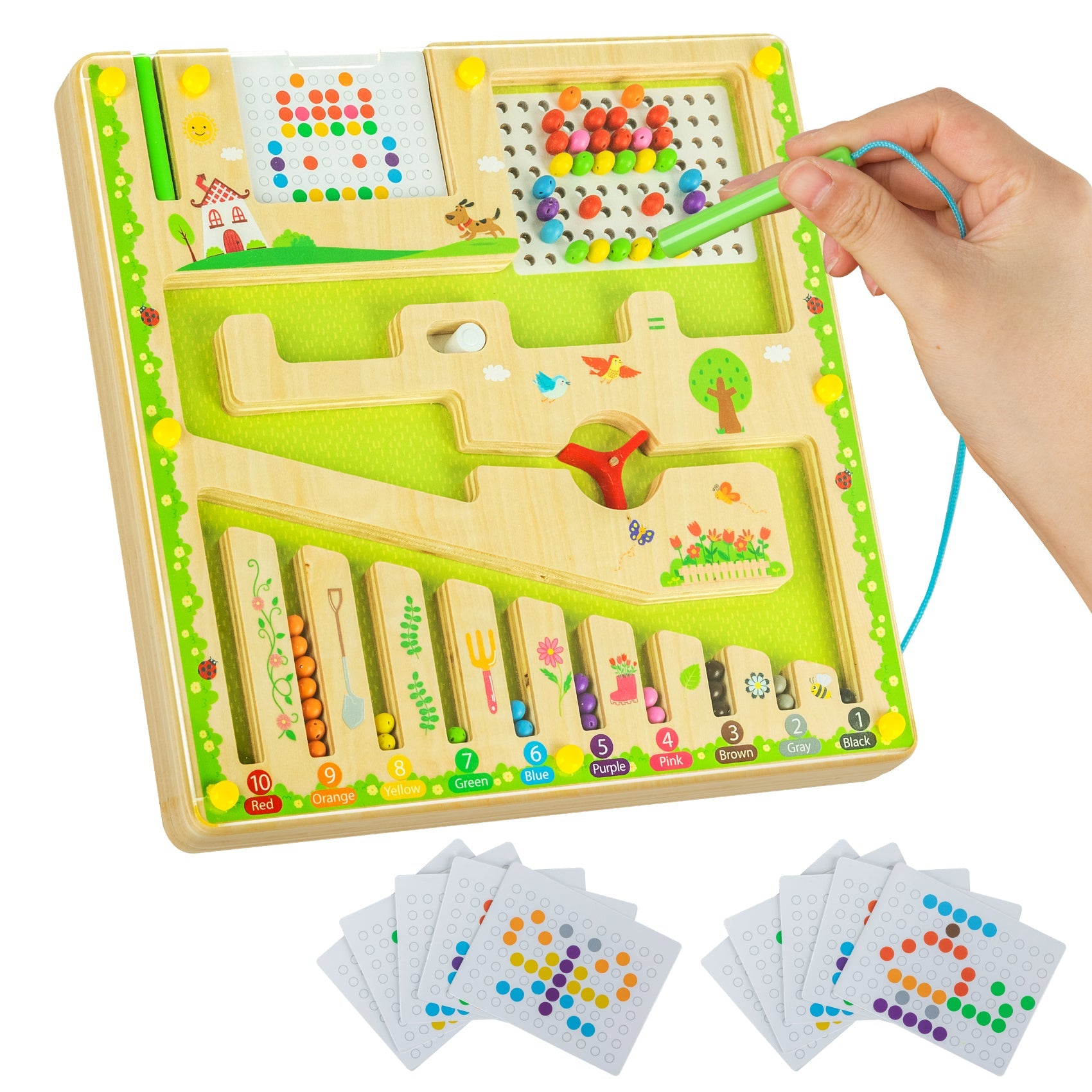 deli Magnetic Color and Number Maze, Montessori Toys for 3 4 5 Year Old, Wooden Matching Maze, Toddlers Educational Learning Counting Matching Toys Gift for Boys Girls