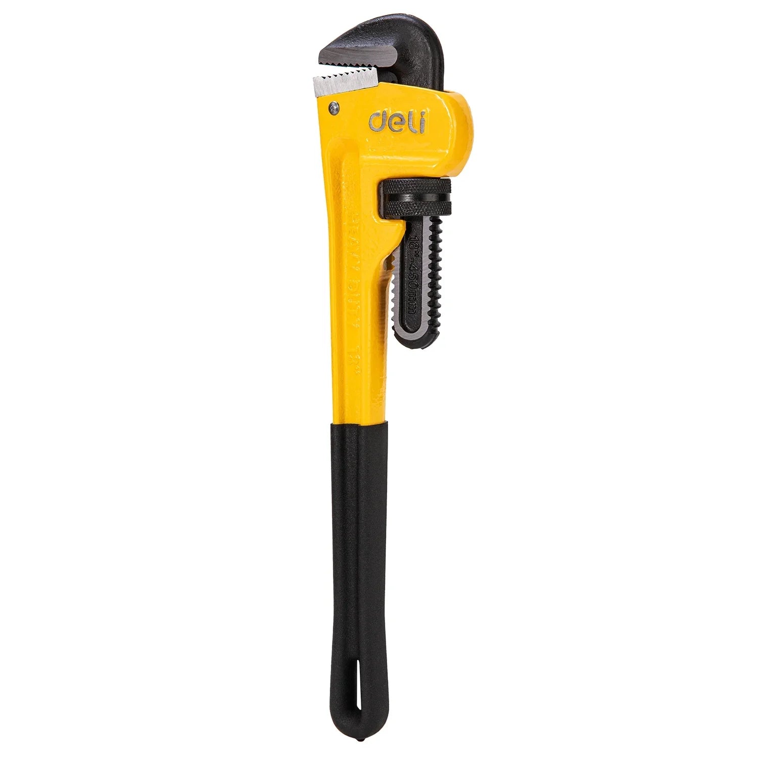 Deli 18-Inch Heavy Duty Straight Pipe Wrench with Soft Grip,Adjustable Plumbing Wrench Pliers Tool Jaw Max Capacity 2.4 inch
